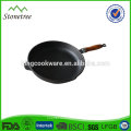 Round Cast Iron Grill Pan with wooden handle